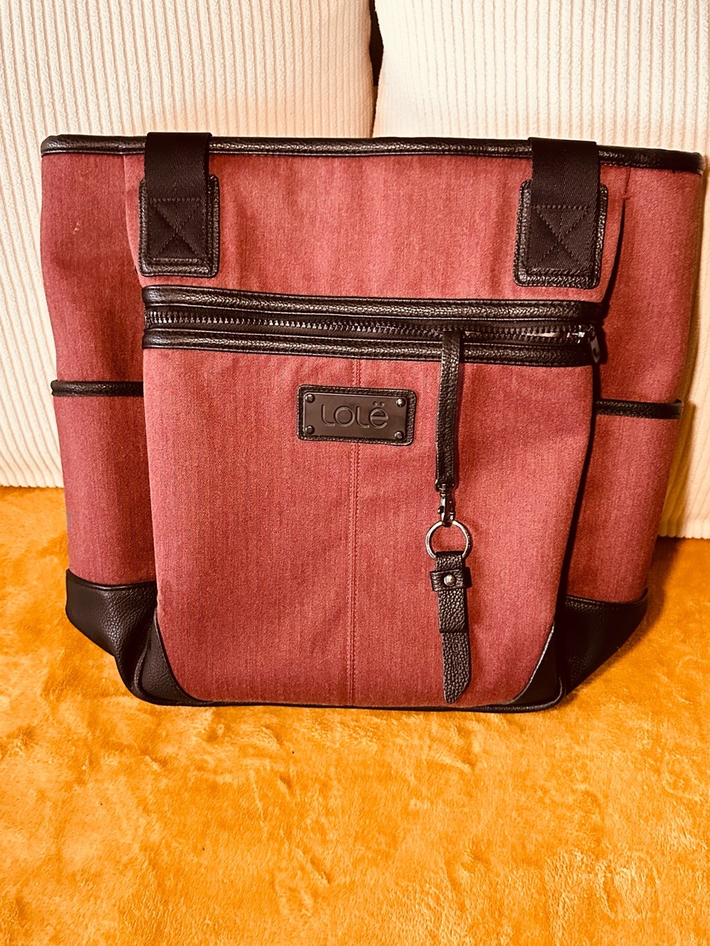Lole women’s Tote Bag - Wine Red with Black Trim